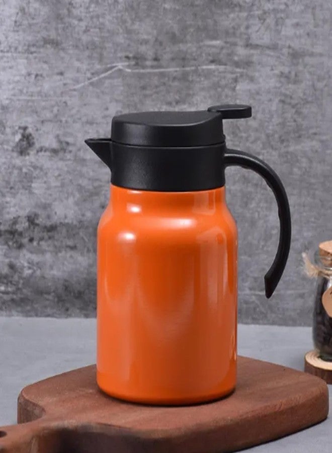 VENDLY إبريق شاي فيندلي مع مصفاة من الفولاذ المقاوم للصدأ سعة 1000 مل | قارورة حرارية معزولة من الفولاذ المقاوم للصدأ مع مقبض | خالٍ من مادة BPA، يحافظ على المشروبات ساخنة لمدة 18 ساعة وباردة لمدة 24 ساعة (برتقالي) - Image 1